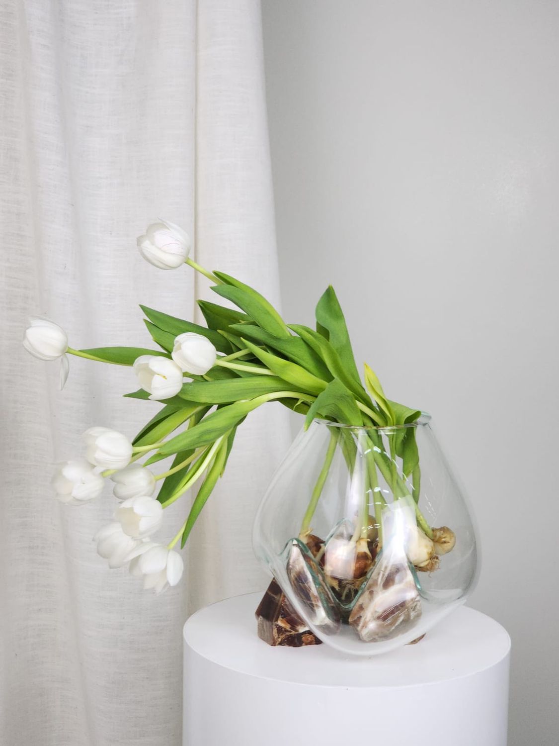 Crystal Vase Blown In Natural Stone 041 - Casa Planto By Cristais De Gramado