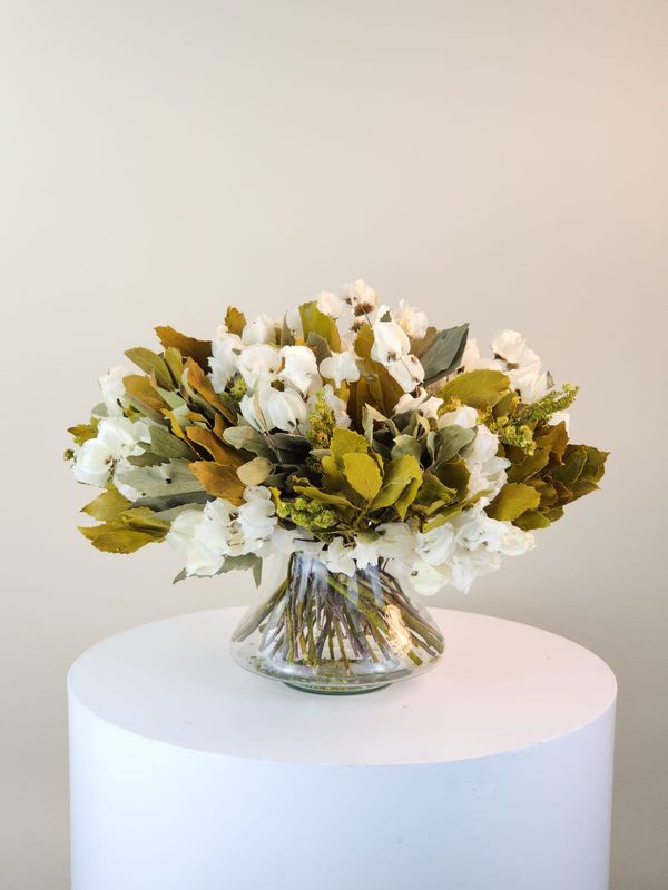 Dried Flowers Arrangement Centerpiece Botanical Collection Neutral + Small Vase