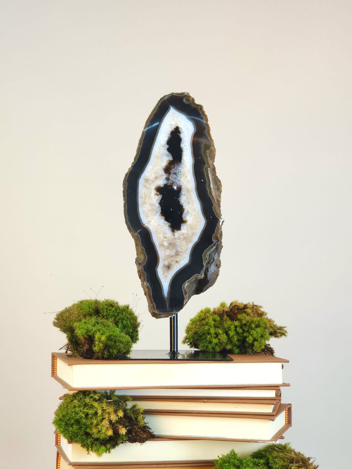 Natural Decorative Stone Black Agate With Black Backing