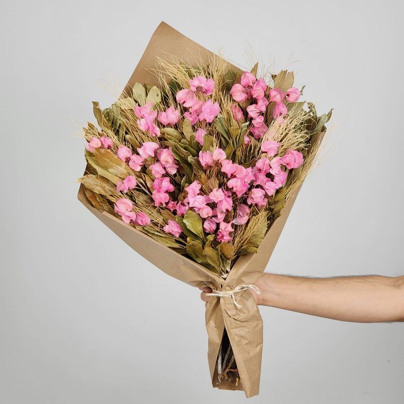 Dried Flowers Arrangement Bougainvillea Light Pink - No Vase