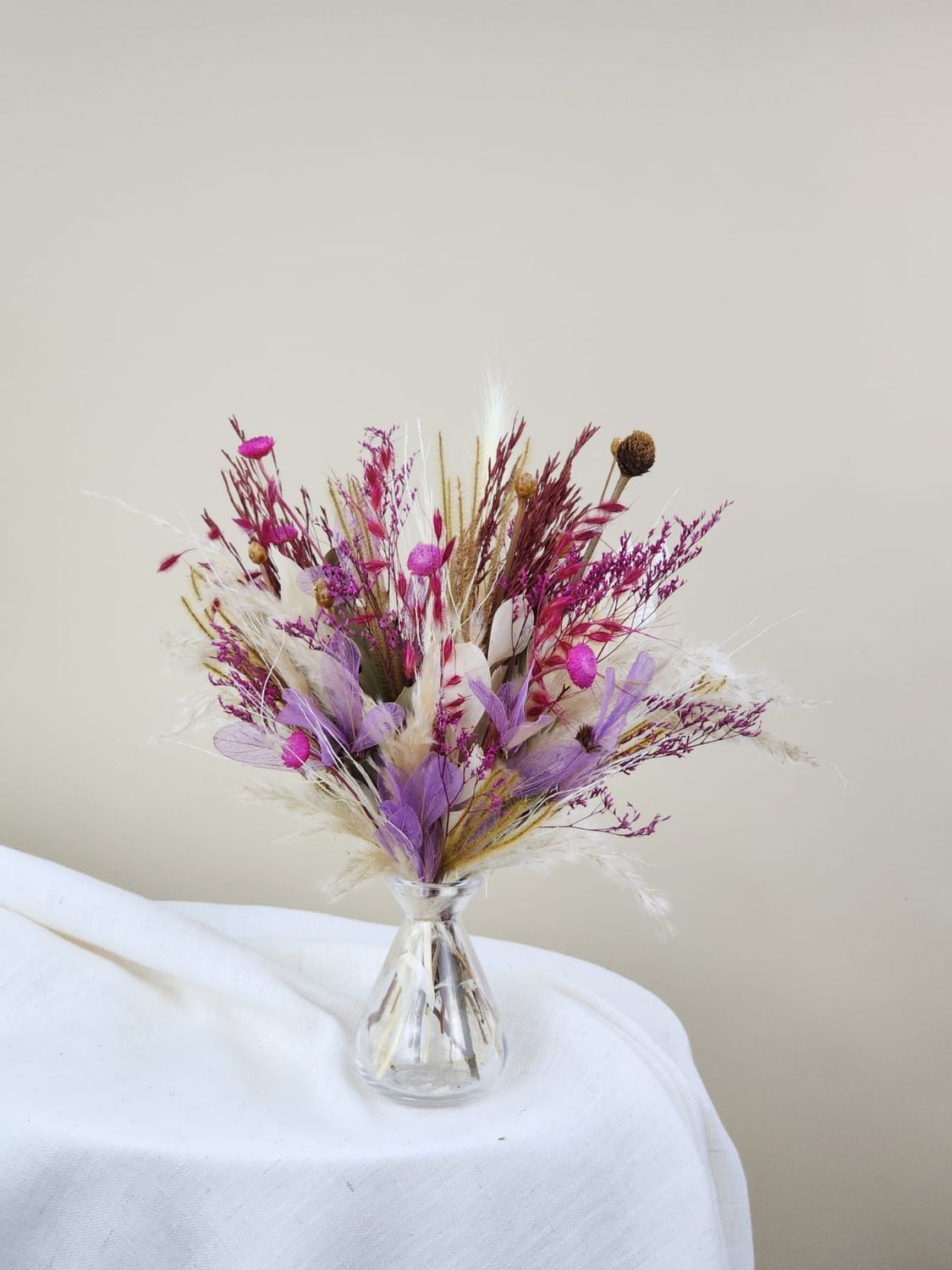 Dried Flowers Arrangement  Love And Crush Lilac Passion + Vaso P