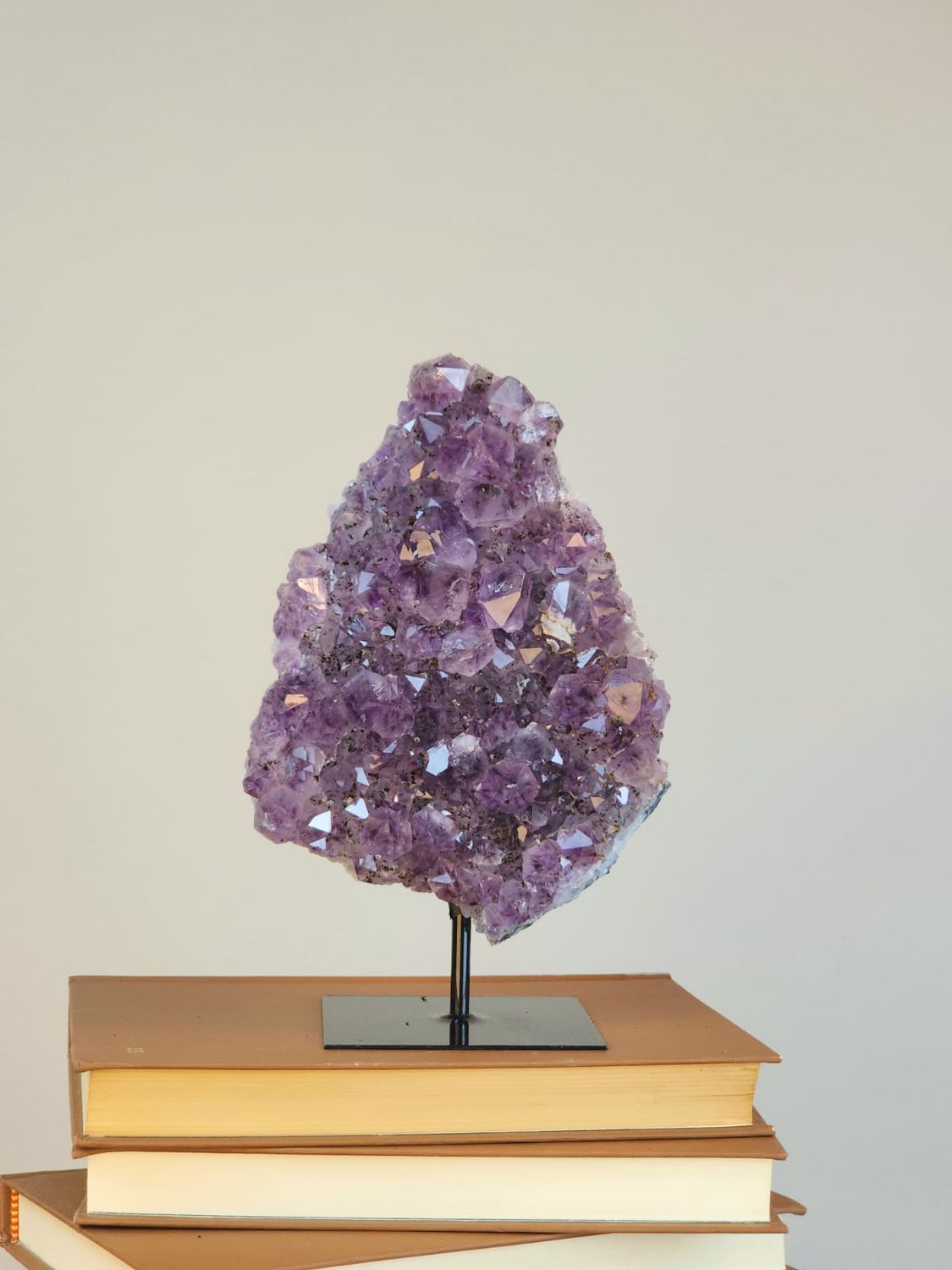 Natural Decorative Stone Amethyst Druse With Black Support