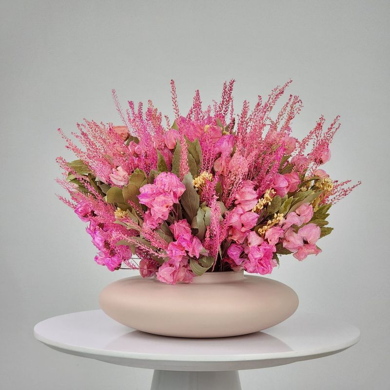Dried Flowers Arrangement Centers + Matte Salmon Vase