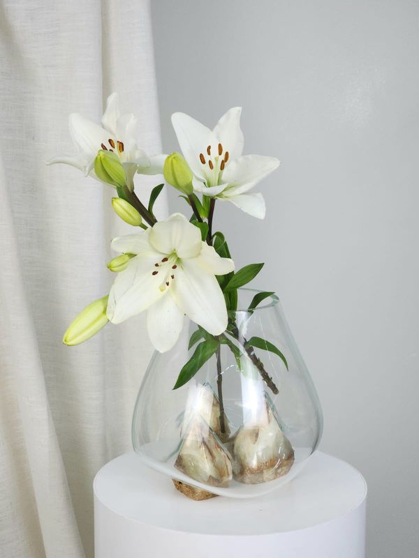 Crystal Vase Blown In Natural Stone 039 - Casa Planto By Cristais De Gramado