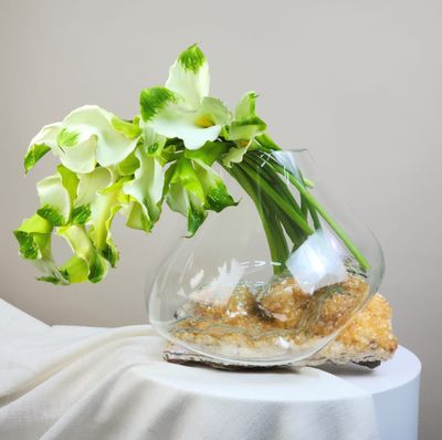 Blowned Crystal over Stone Vases