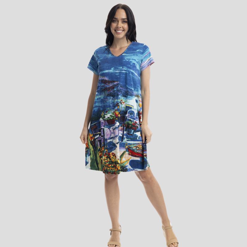 Short Slv V Neck Dress
