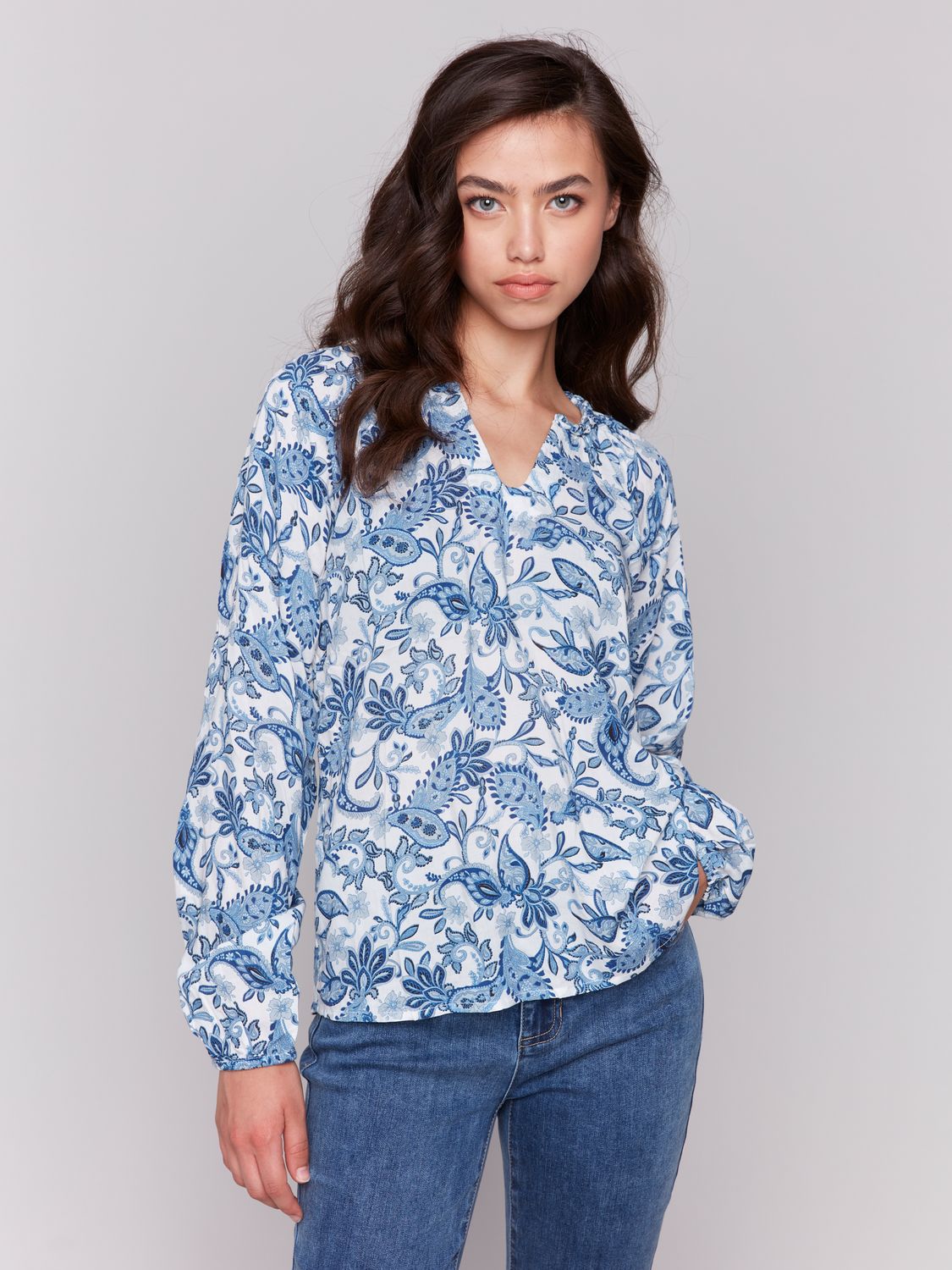 Printed Raglan Sleeve Blouse