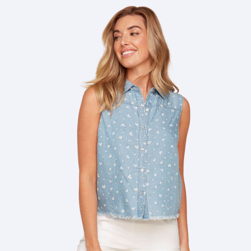 Tie Front Shirt w/Hearts