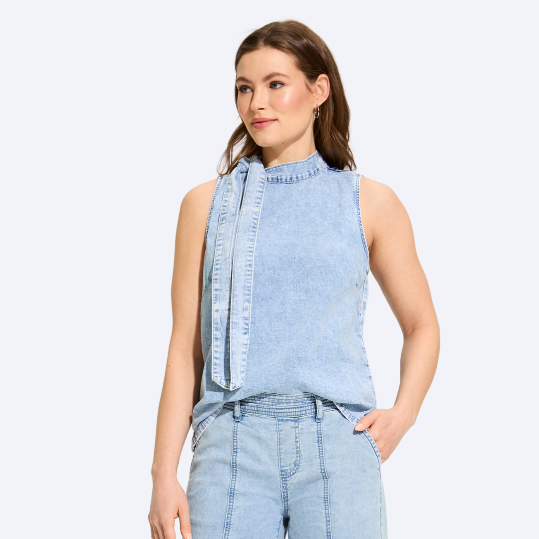 Sleeveless Bow Neck Top