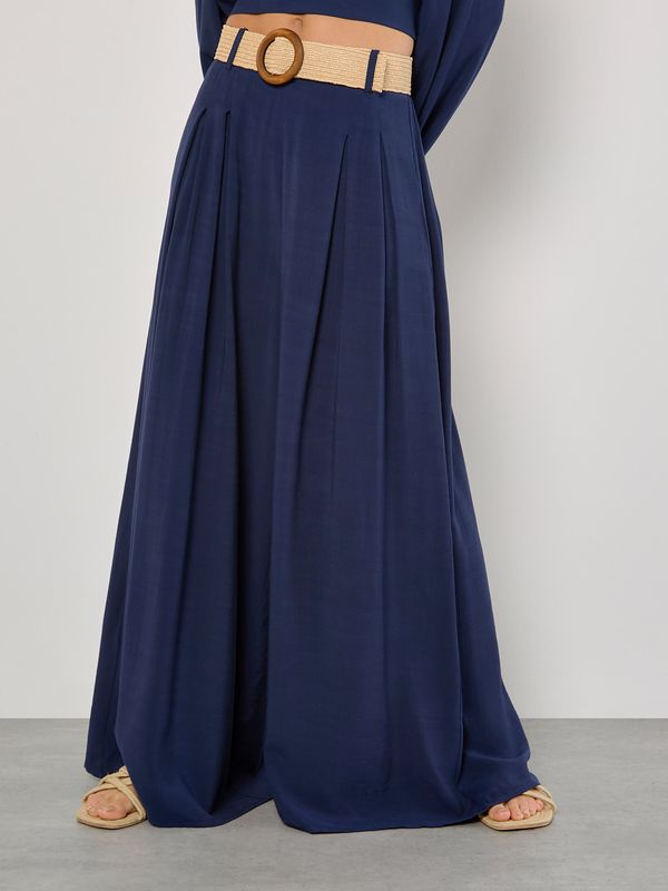 Inverted Pleat Belted Palazzo Trouser