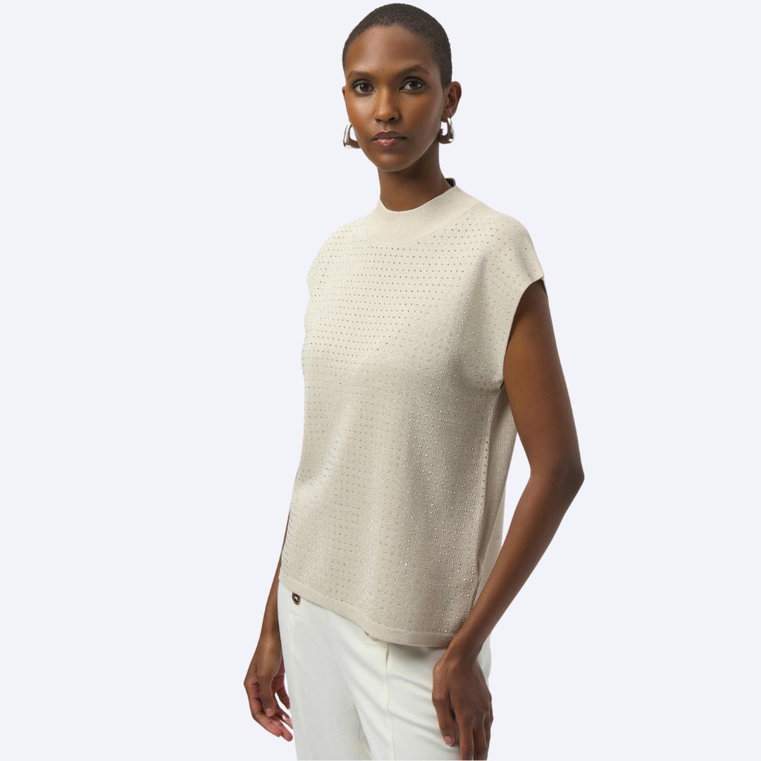 Sweater Knit Sleeveless Pullover with Iron-On Detai