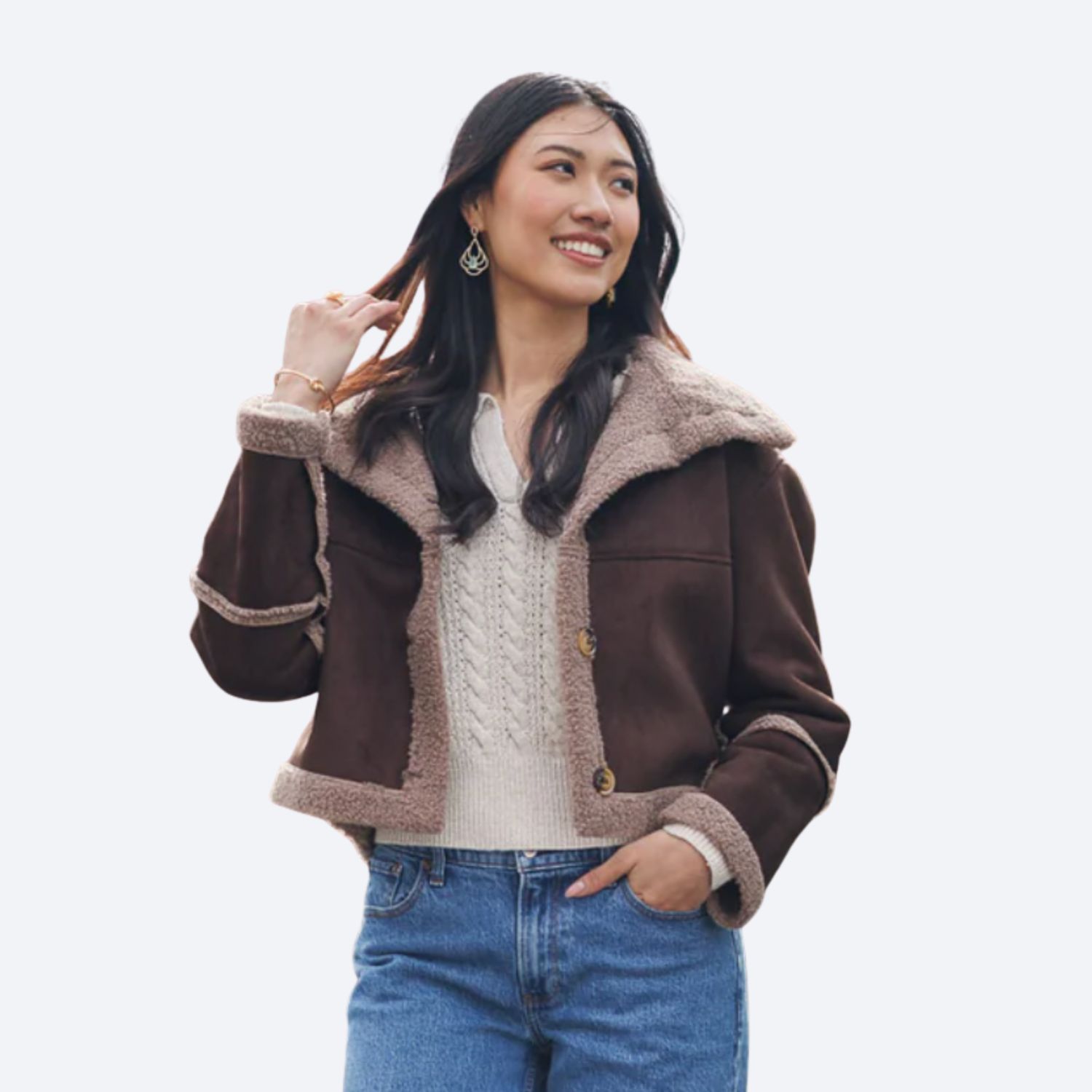 Sherpa Trim Aviator Jacket