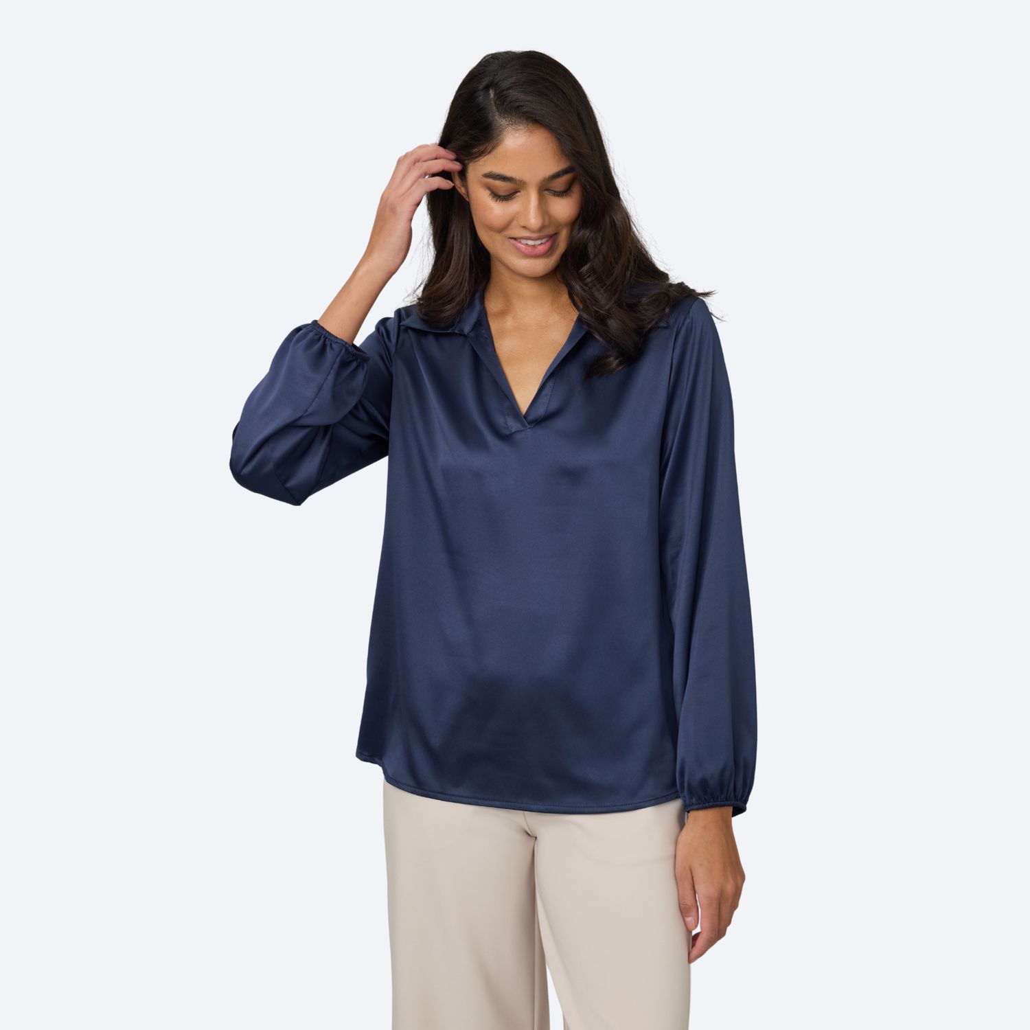 Collared Satin Blouse