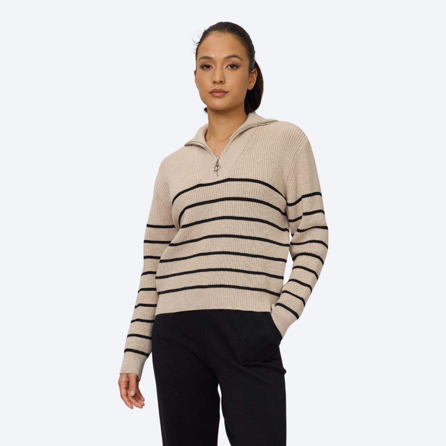 Comfort Rib Sweater w/Zipper