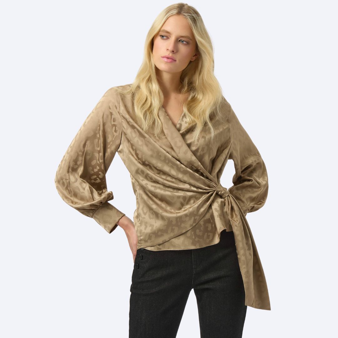 Satin Animal Print Wrap Top