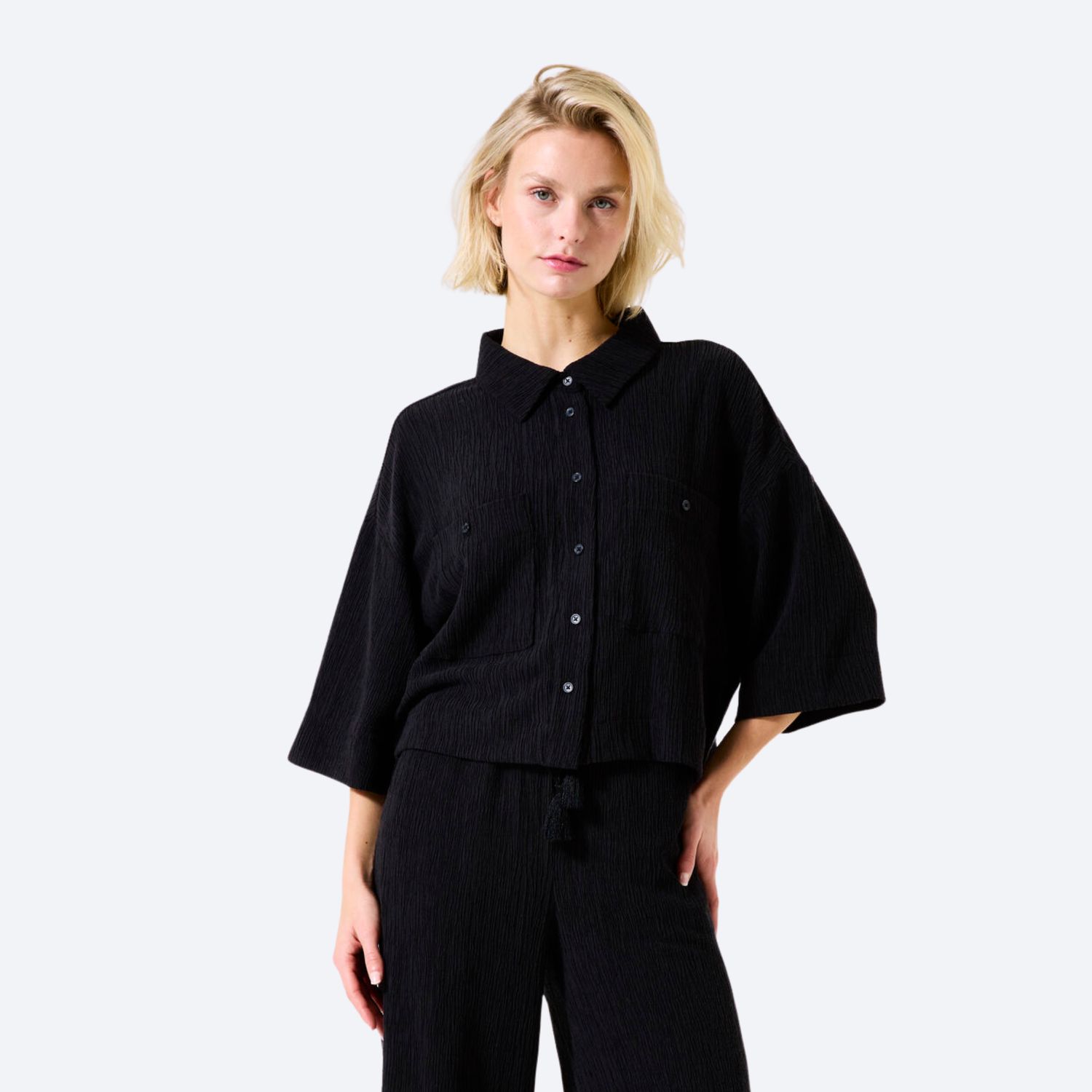Button Down 3/4 Sleeve Top