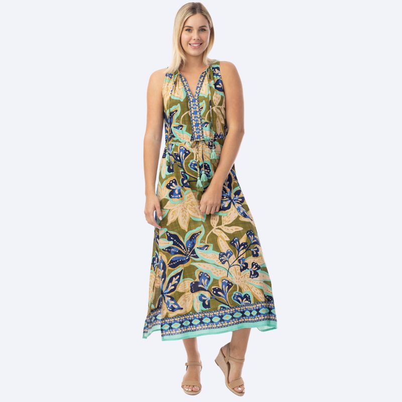 V Nk Maxi Dress w/Tassels