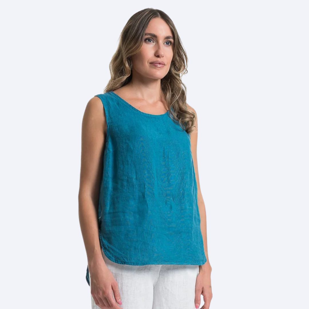 Sleeveless Hem Top Solid