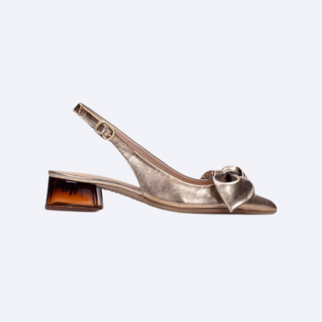 Bow Slingback Shoes, Color: Champagne, Size: Size 36