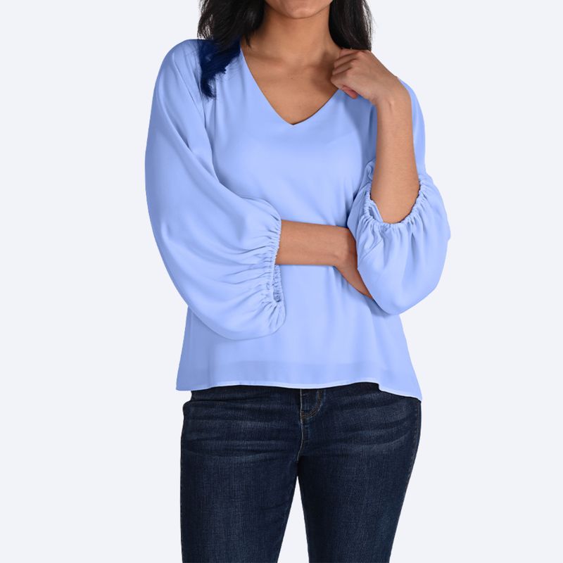 V-Neck Balloon Sleeve Top