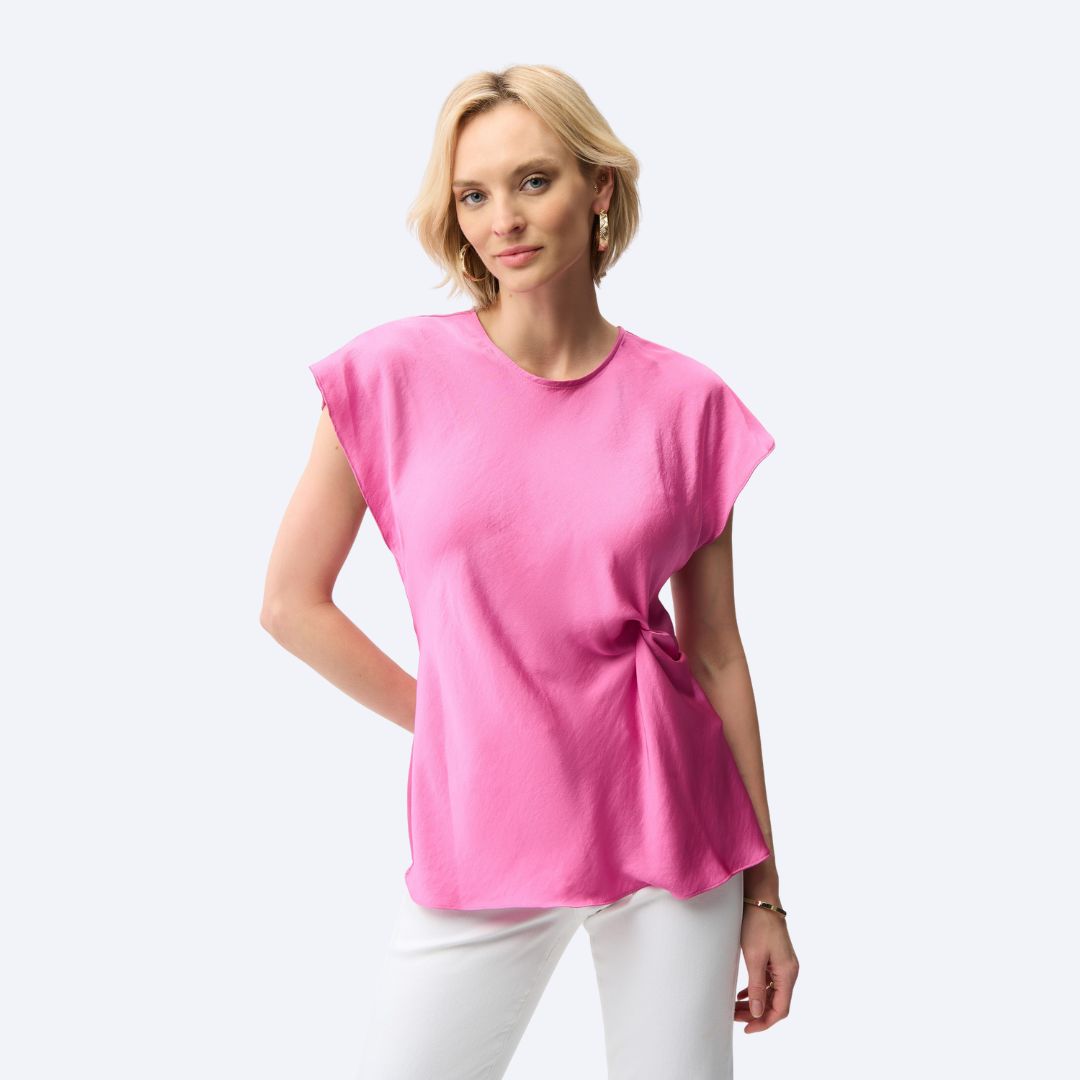 Recycled Satin Fitted Top With Front Twist Detail