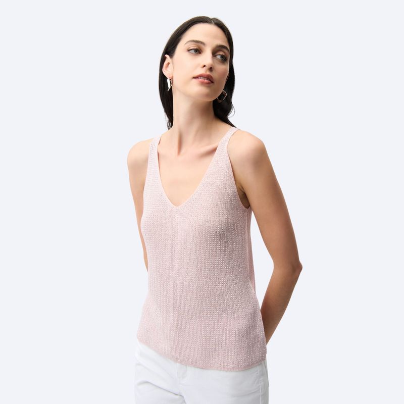 Metallic Knitted Camisole with Rhinestones