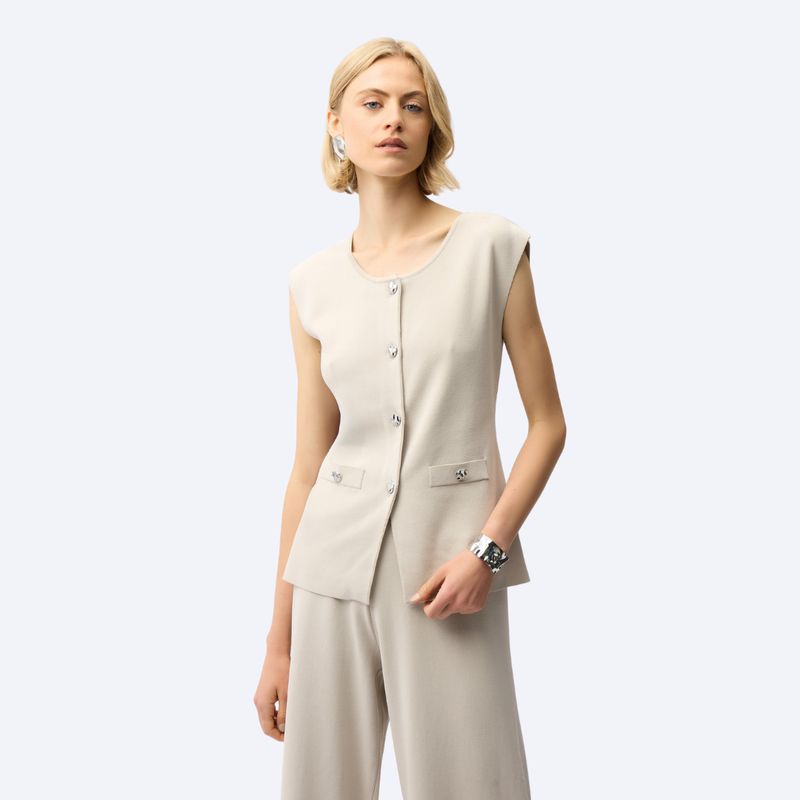 Fitted Vest with Faux Welt Pockets