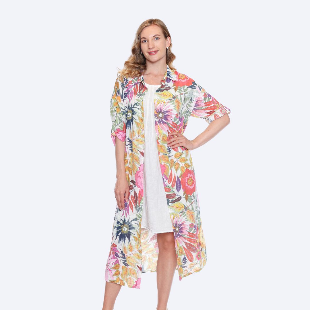 Floral Button Up Duster