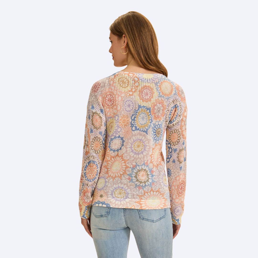 V-Neck Printed Sweater