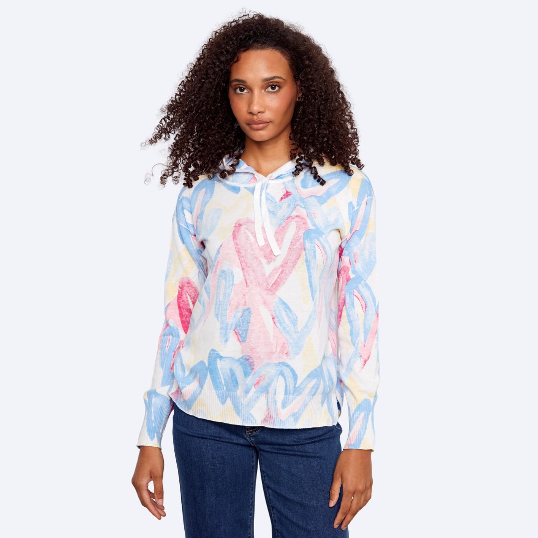 Reverse Print Long Sleeve Hoodie Sweater