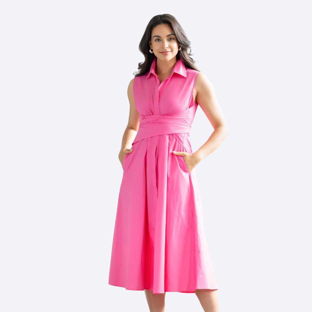 Sleeveless Button Down Midi Dress
