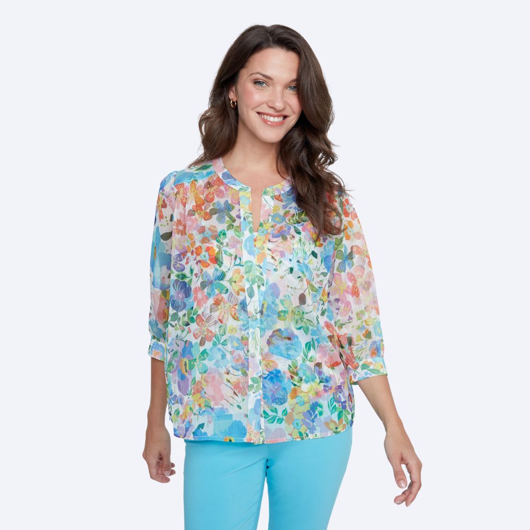 Floral Print Blouse-2Pcs