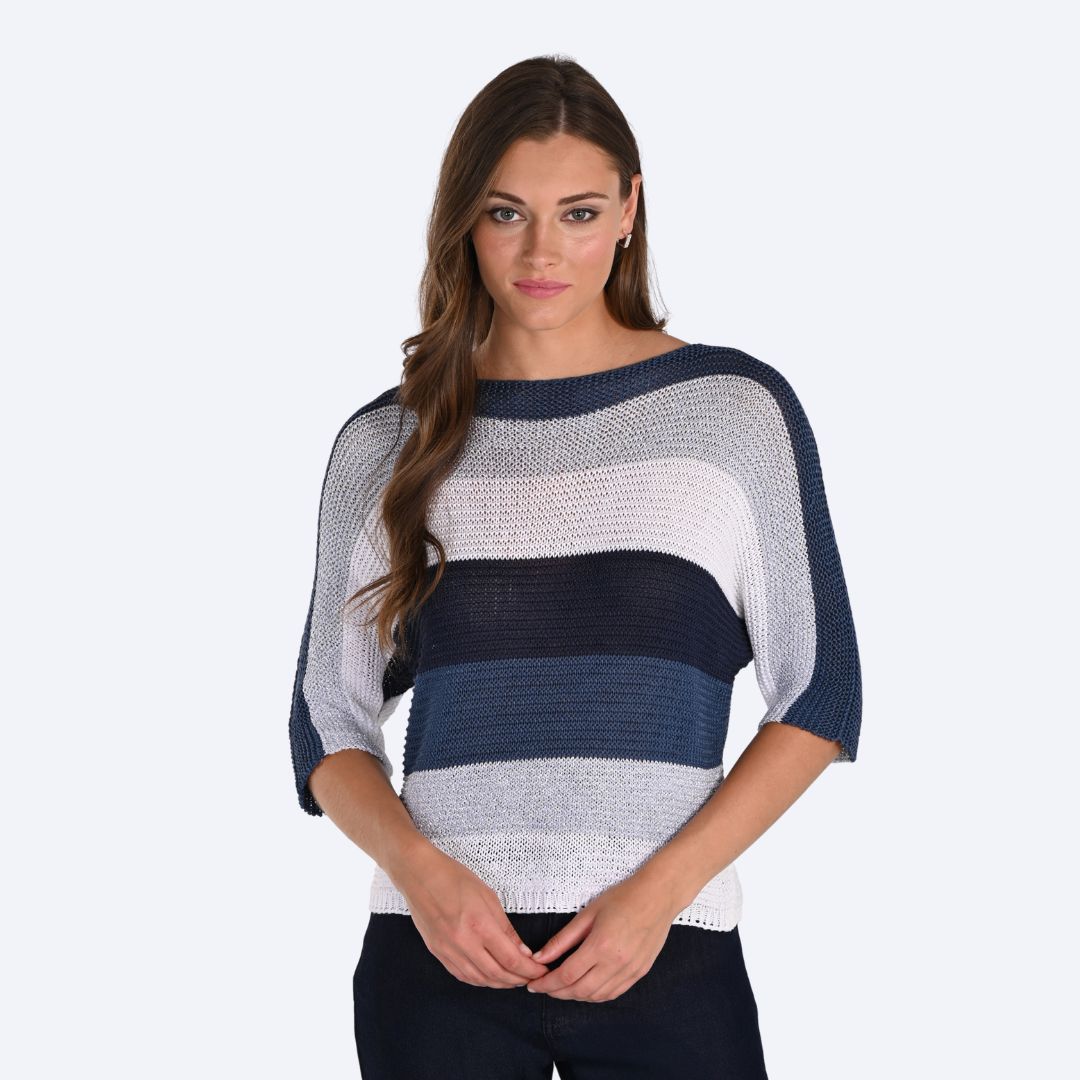Striped Short Sleeve Sweater