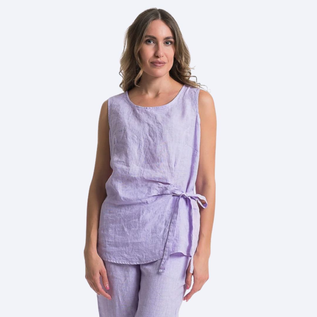 Linen Sleeveless Tie Side Top