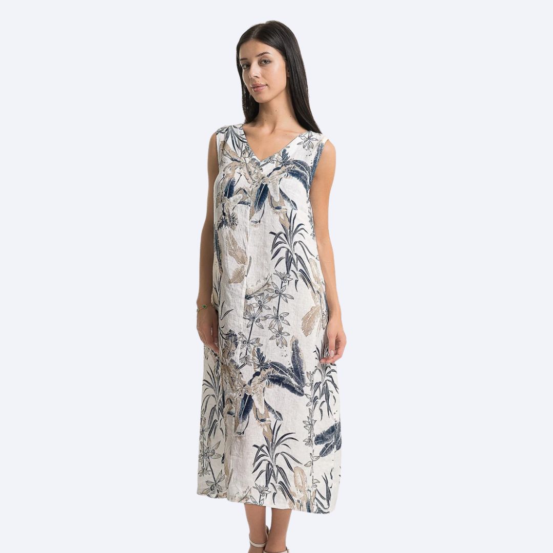 Sleeveless Button Back Midi Dress
