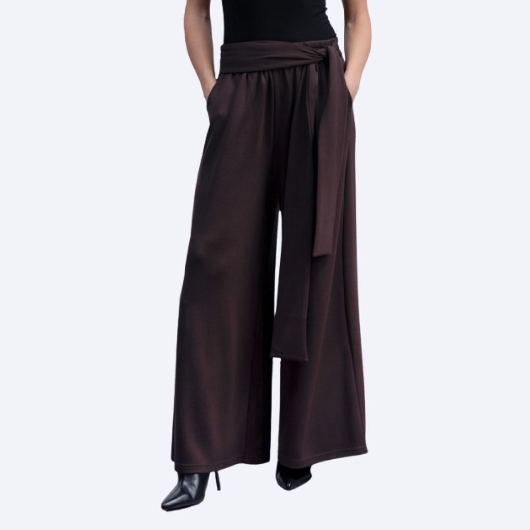 Wide Leg Dress Pant w/Long Sash