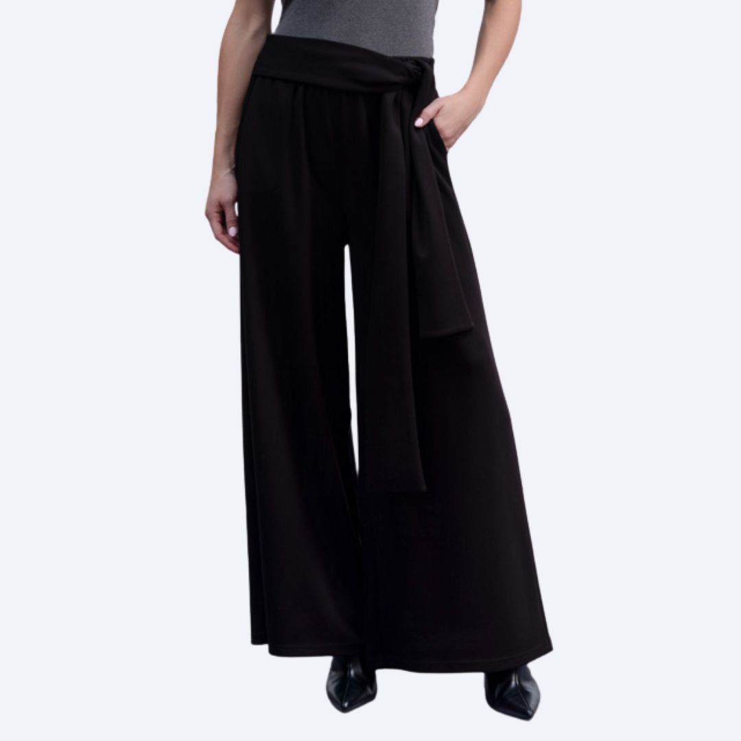 Wide Leg Dress Pant w/Long Sash