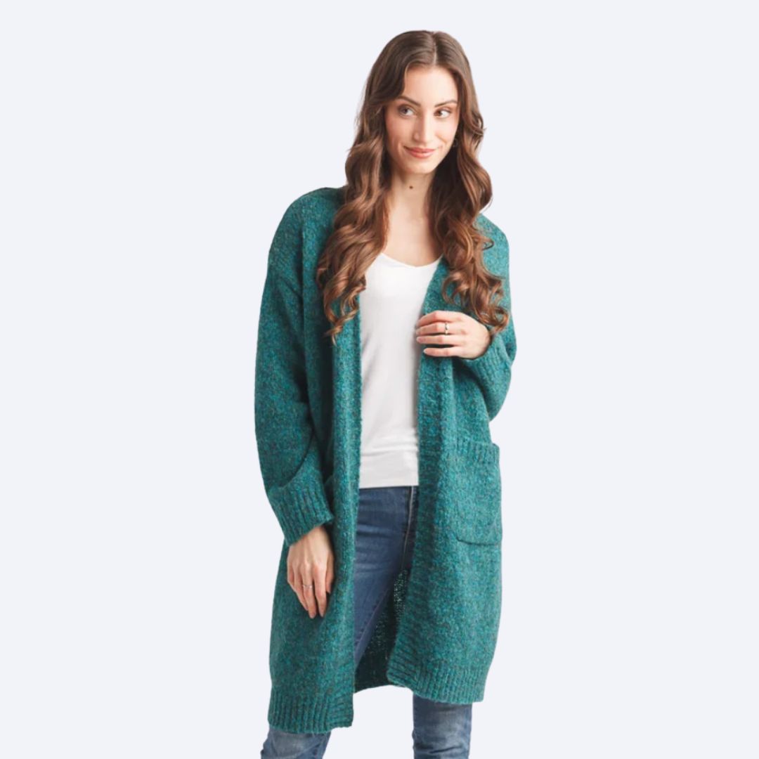 Marled Open Cardigan w/Pockets