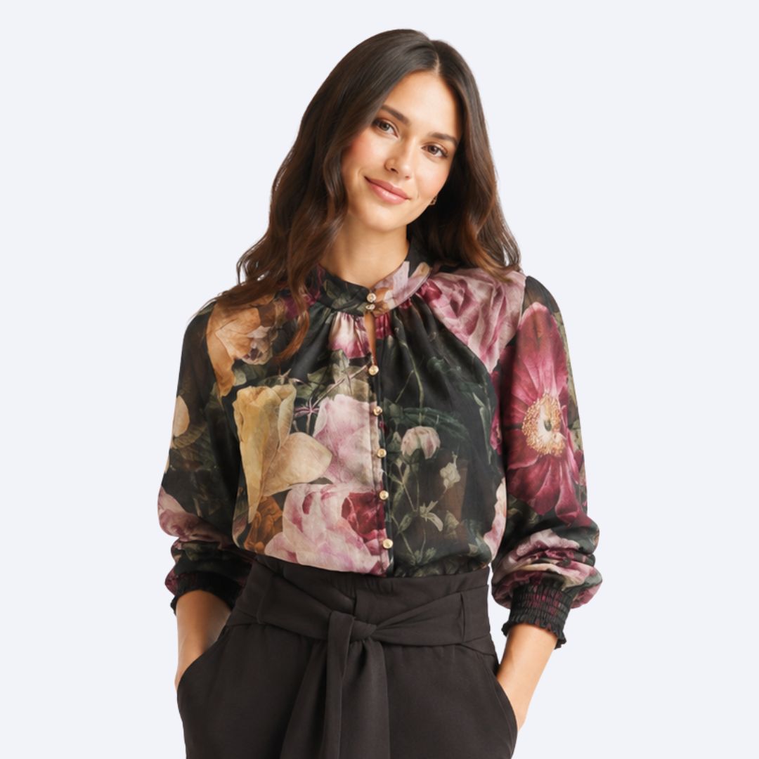 Floral Button Front Blouse
