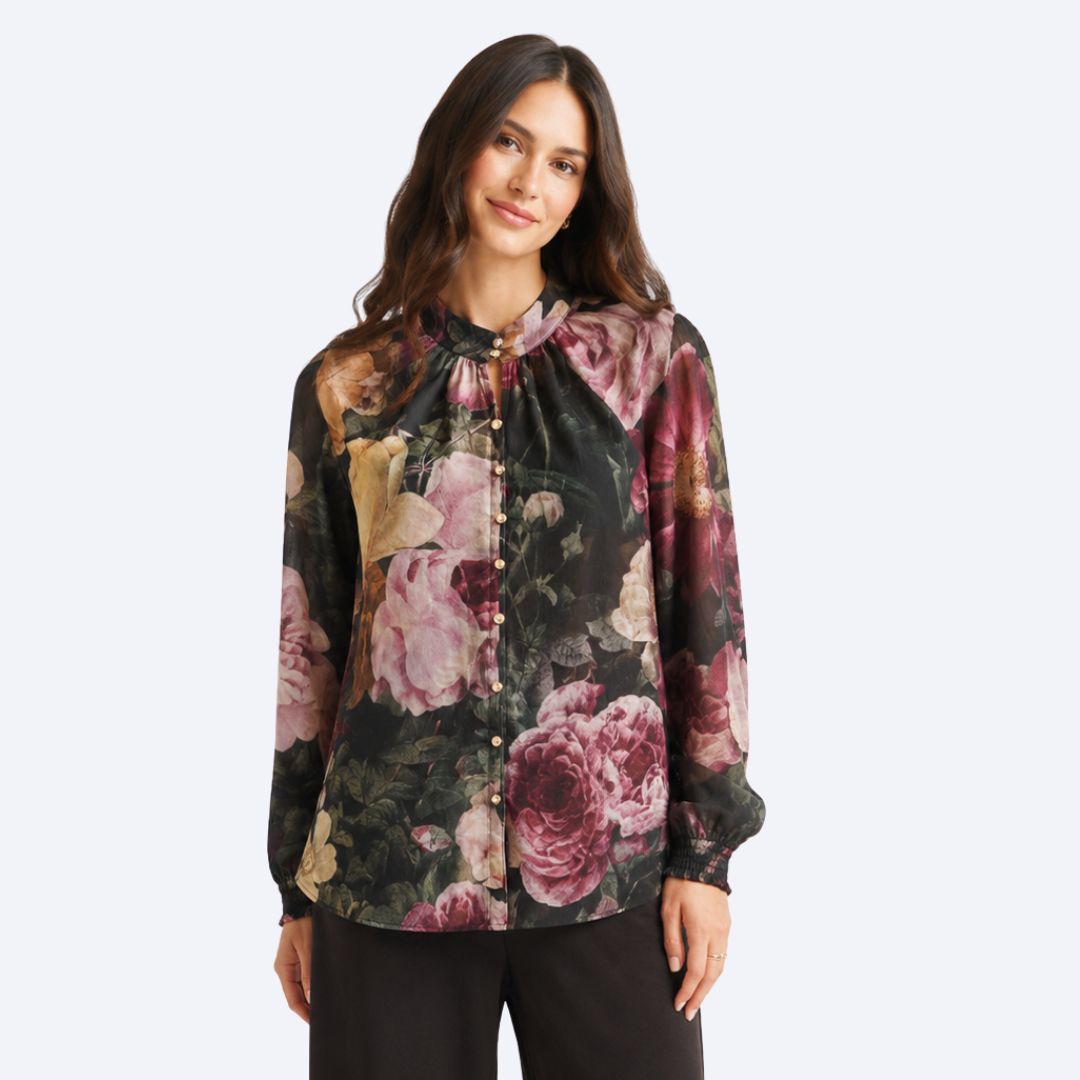Floral Button Front Blouse