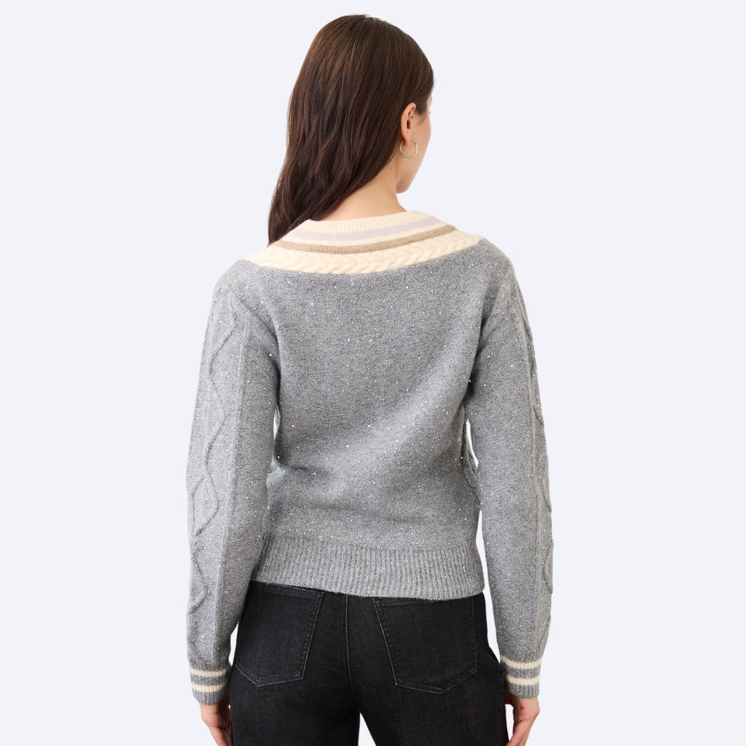 Sparkle V Neck Sweater