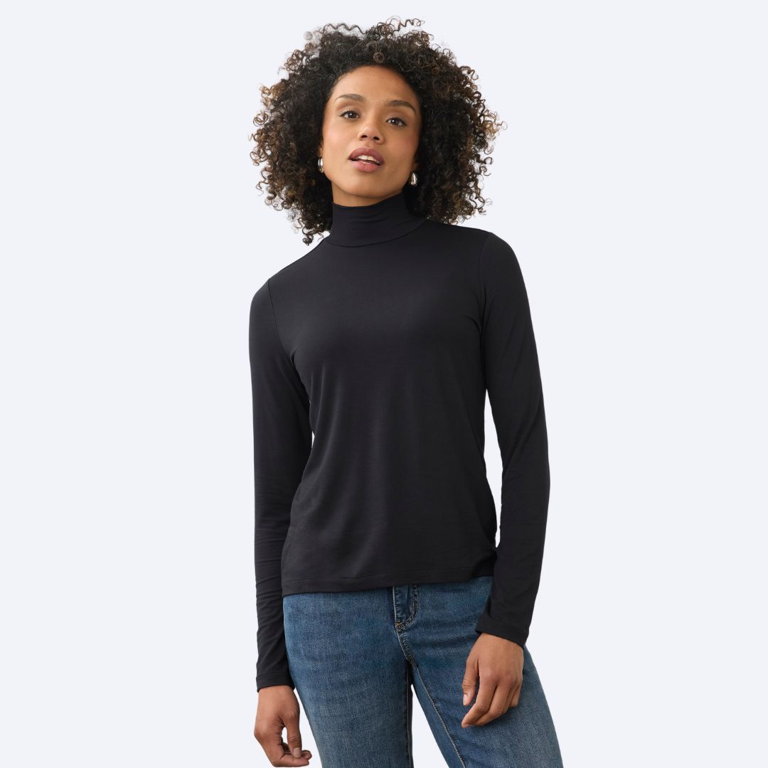 Basic Long Sleeve Mock Neck Top