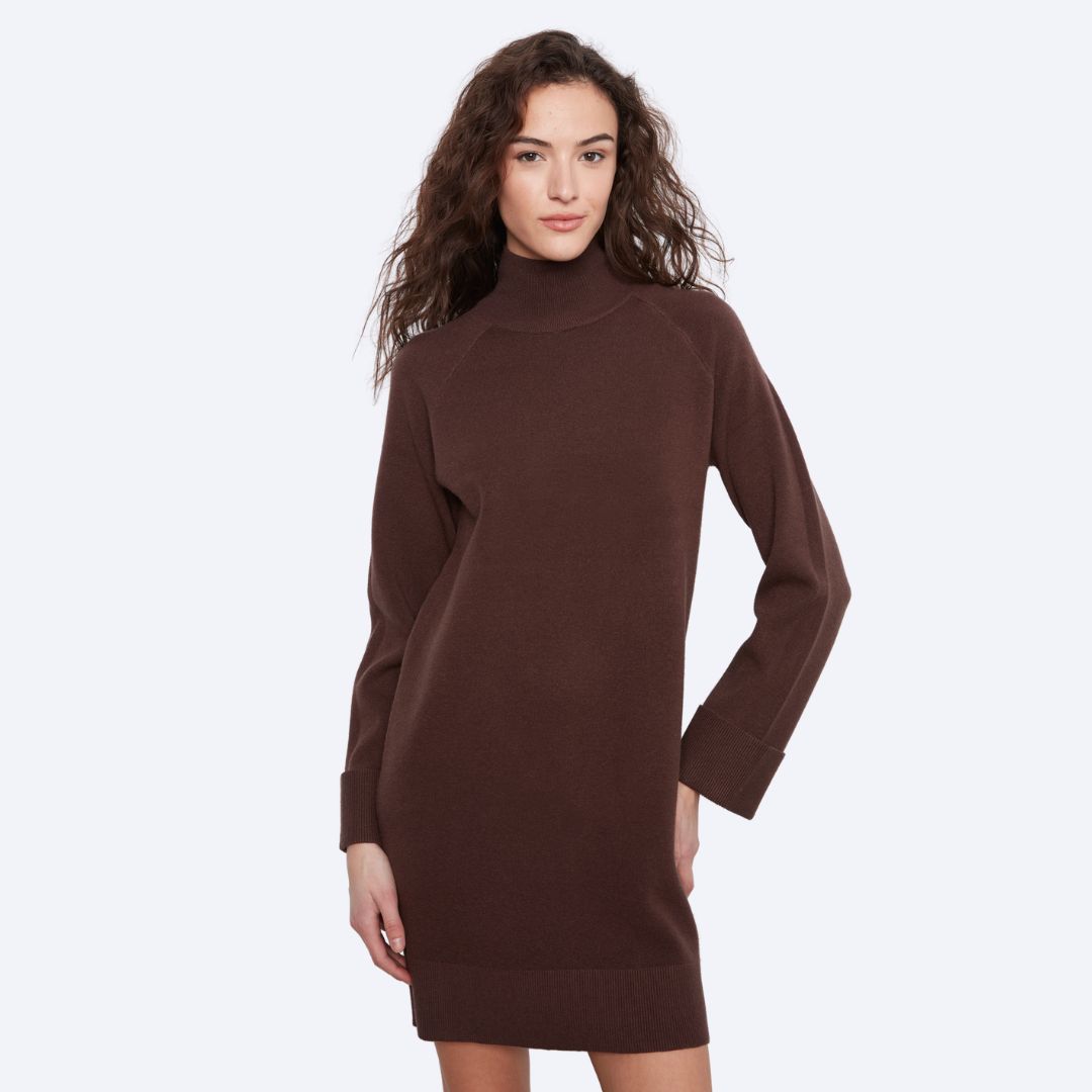 Long Sleeve Mock Neck Sweater Dress