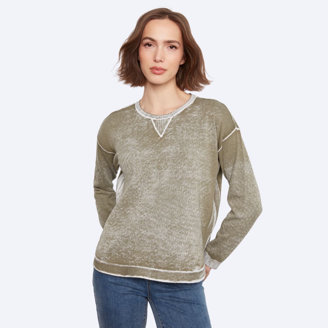 Long Sleeve Crew Neck Printed on Reverse Sweater