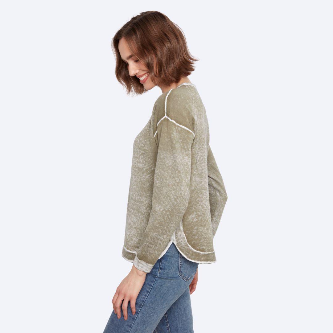 Long Sleeve Crew Neck Printed on Reverse Sweater