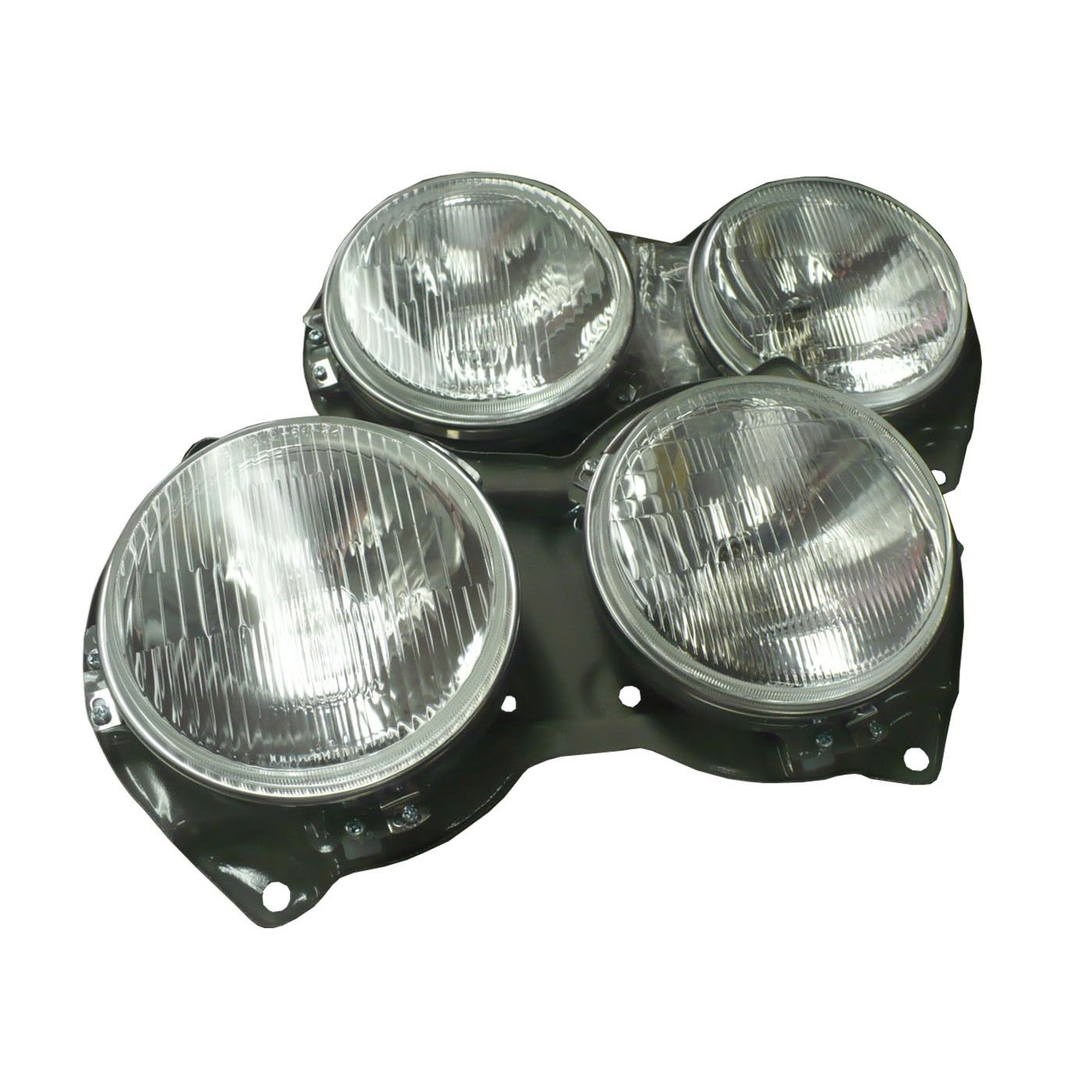 MAZDA RX3 SAVANNA HEADLIGHTS COMPLETE WITH BEZELS AND BUCKETS PAIR 12A S124A