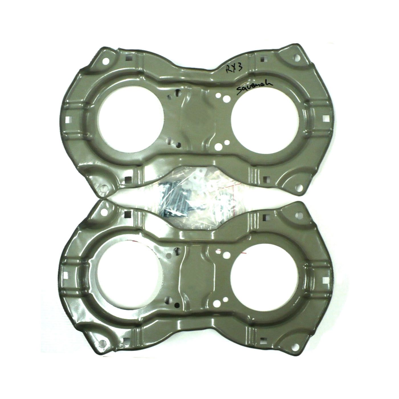 MAZDA RX3 SAVANNA 12A HEADLIGHT BUCKETS WITH SCREWS, PLUGS AND SPRINGS