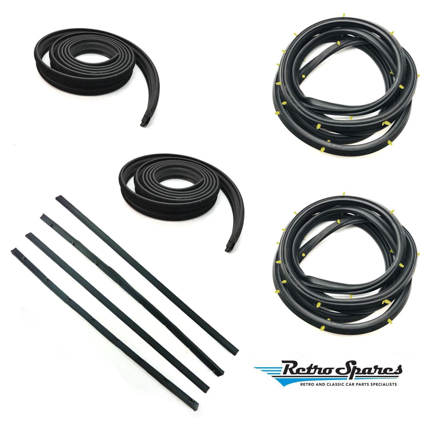 HOLDEN LH-LX-UC SEDAN FRONT DOOR BELTS, SEALS & BAILEY CHANNELS SET