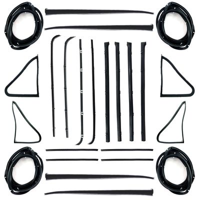 HOLDEN EH SEDAN WAGON DOOR BELTS, SEALS, 1/4 VENTS, UPRIGHT SEALS & STAINLESS STEEL BAILEY CHANNELS SET