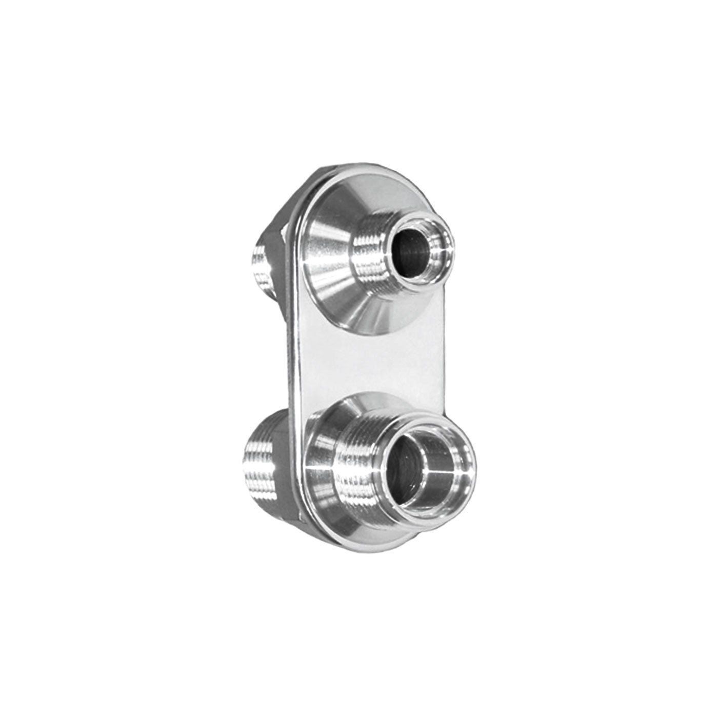 Vintage Air - Streamline Polished Aluminum 2-Way Bulkhead Plate for AC 6-10 Male O-Ring